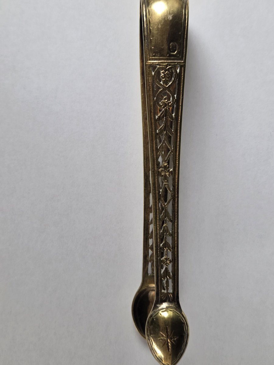 Pince à sucre en argent vermeillé - Premier Empire (XIXe siècle)-photo-3