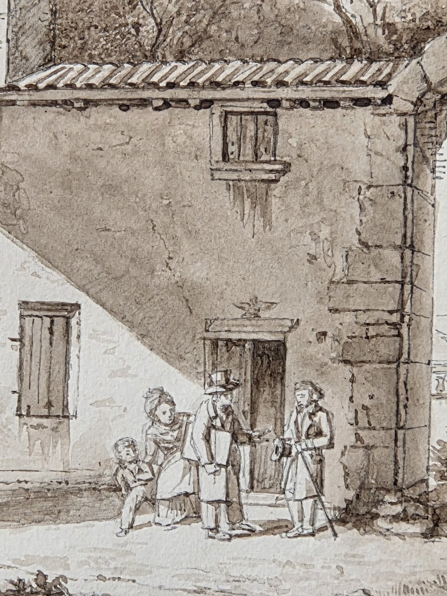 Pierre-Maximilien Delafontaine (1777-1860) - Lavis - Habitation de Michel Montaigne-photo-1