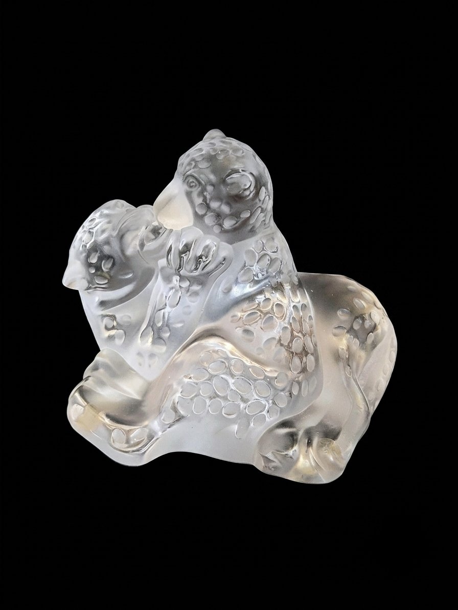 Lalique France - Crystal Leopard Pair Sculpture (20th Century)-photo-3