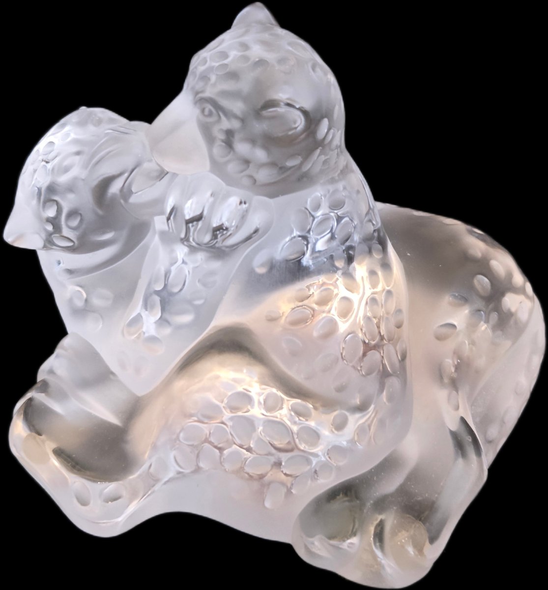 Lalique France - Crystal Leopard Pair Sculpture (20th Century)-photo-2