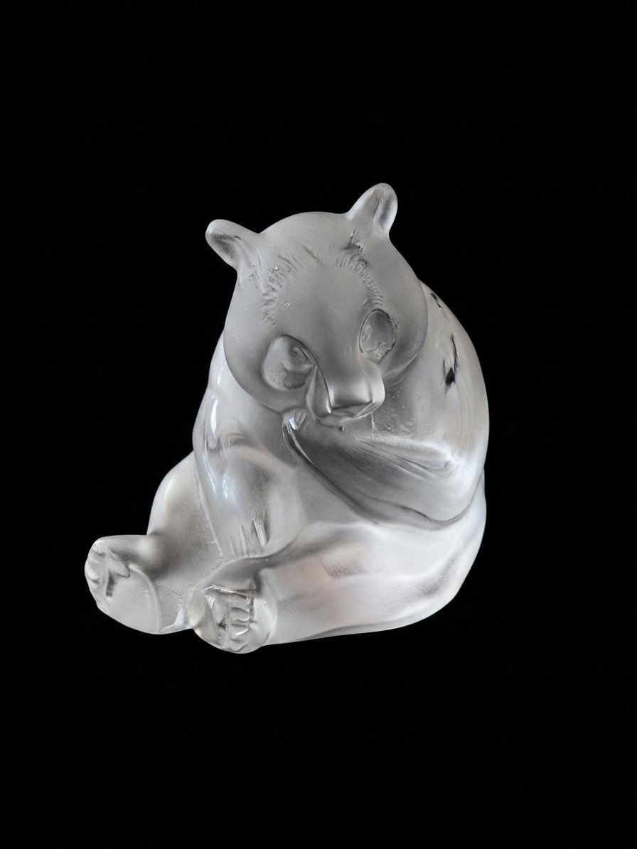 Lalique France - Crystal Sculpture - Panda (20th Century)-photo-2