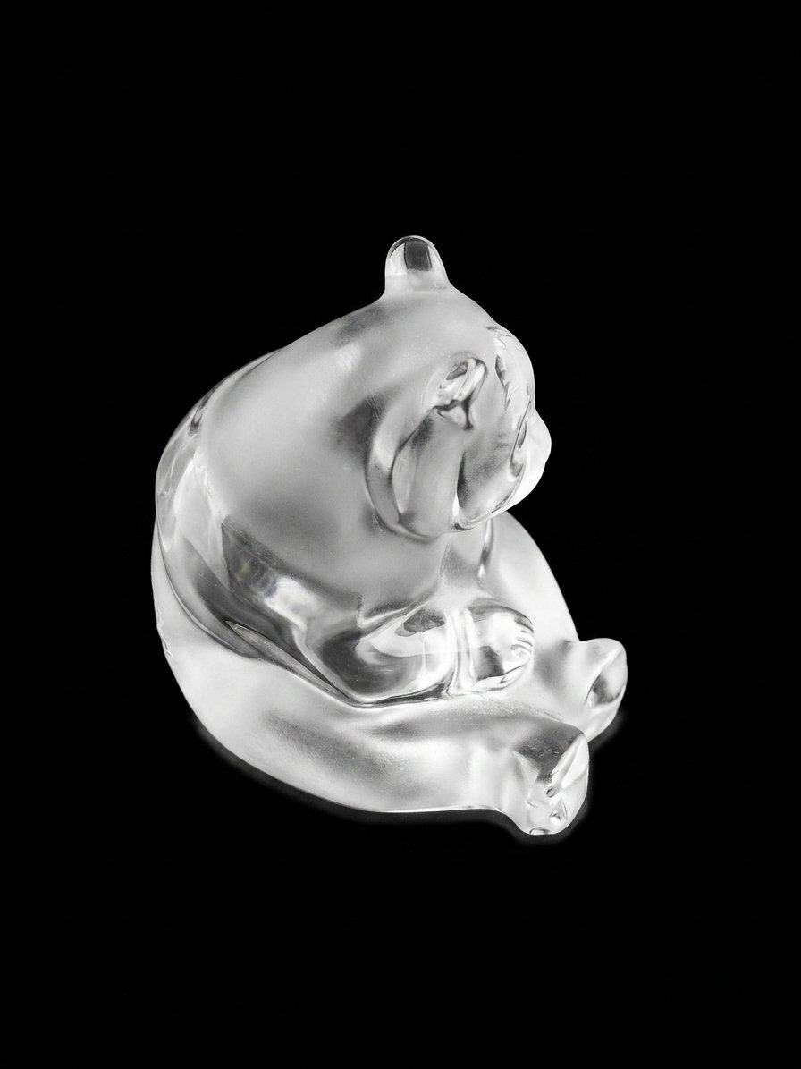 Lalique France - Crystal Sculpture - Panda (20th Century)-photo-3