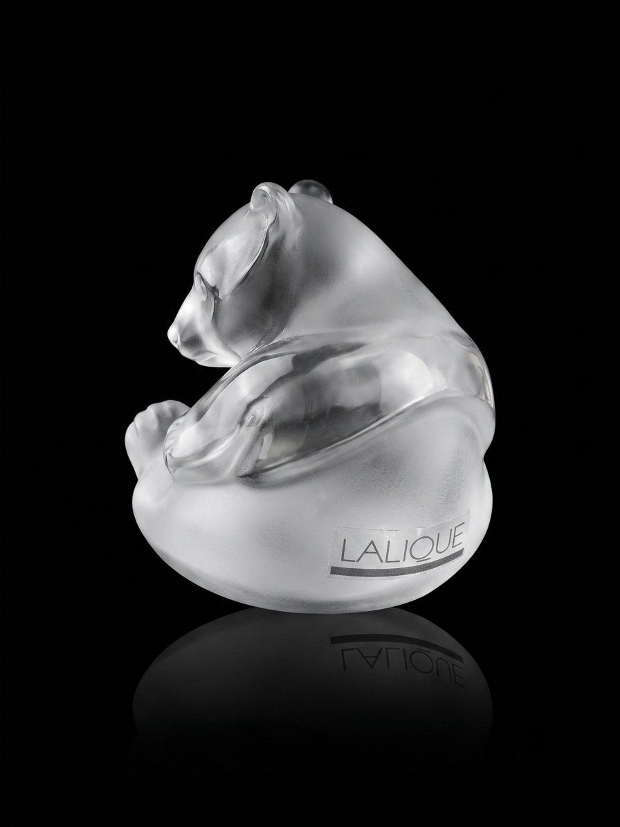 Lalique France - Crystal Sculpture - Panda (20th Century)-photo-4