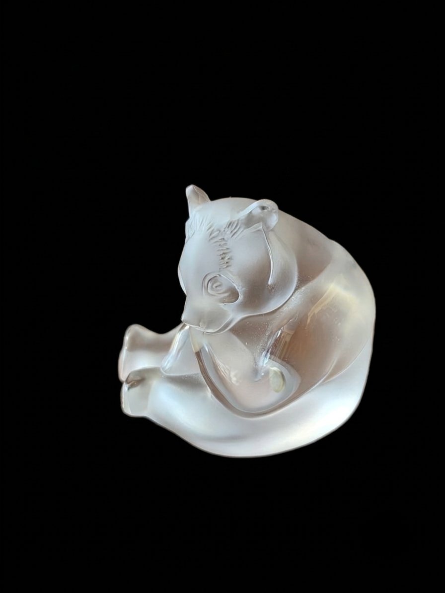 Lalique France - Crystal Sculpture - Panda (20th Century)