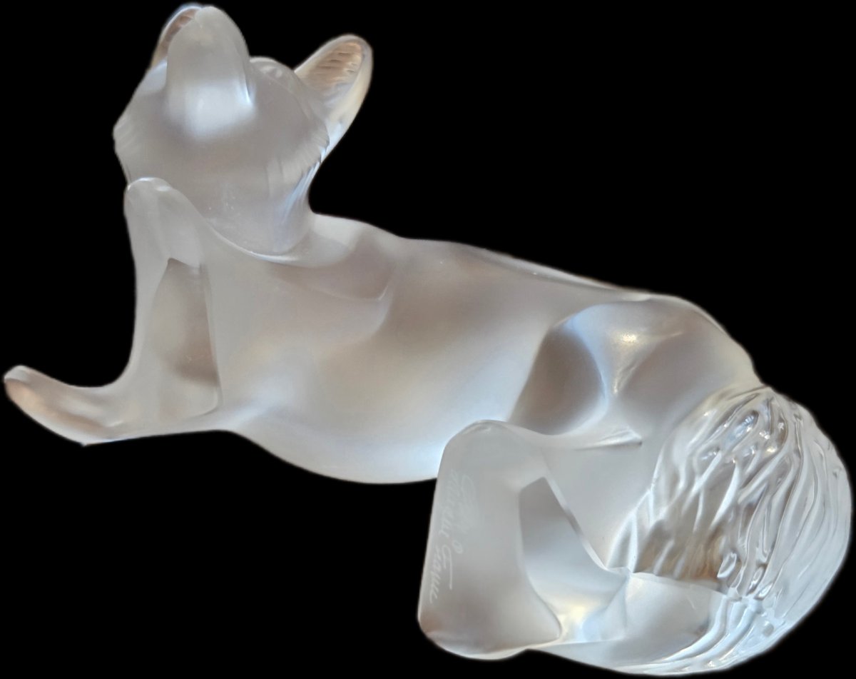 Lalique France - Sculpture en cristal satiné - Renard-photo-2