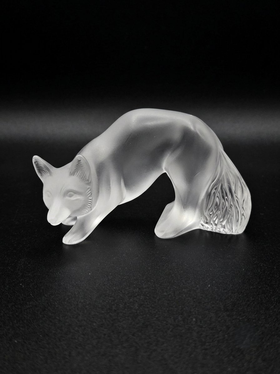 Lalique France - Sculpture en cristal satiné - Renard