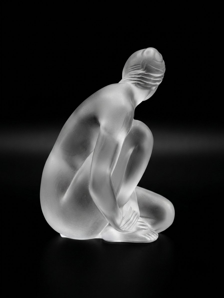 Lalique France - Crystal Kneeling Bather (20th Century)-photo-2