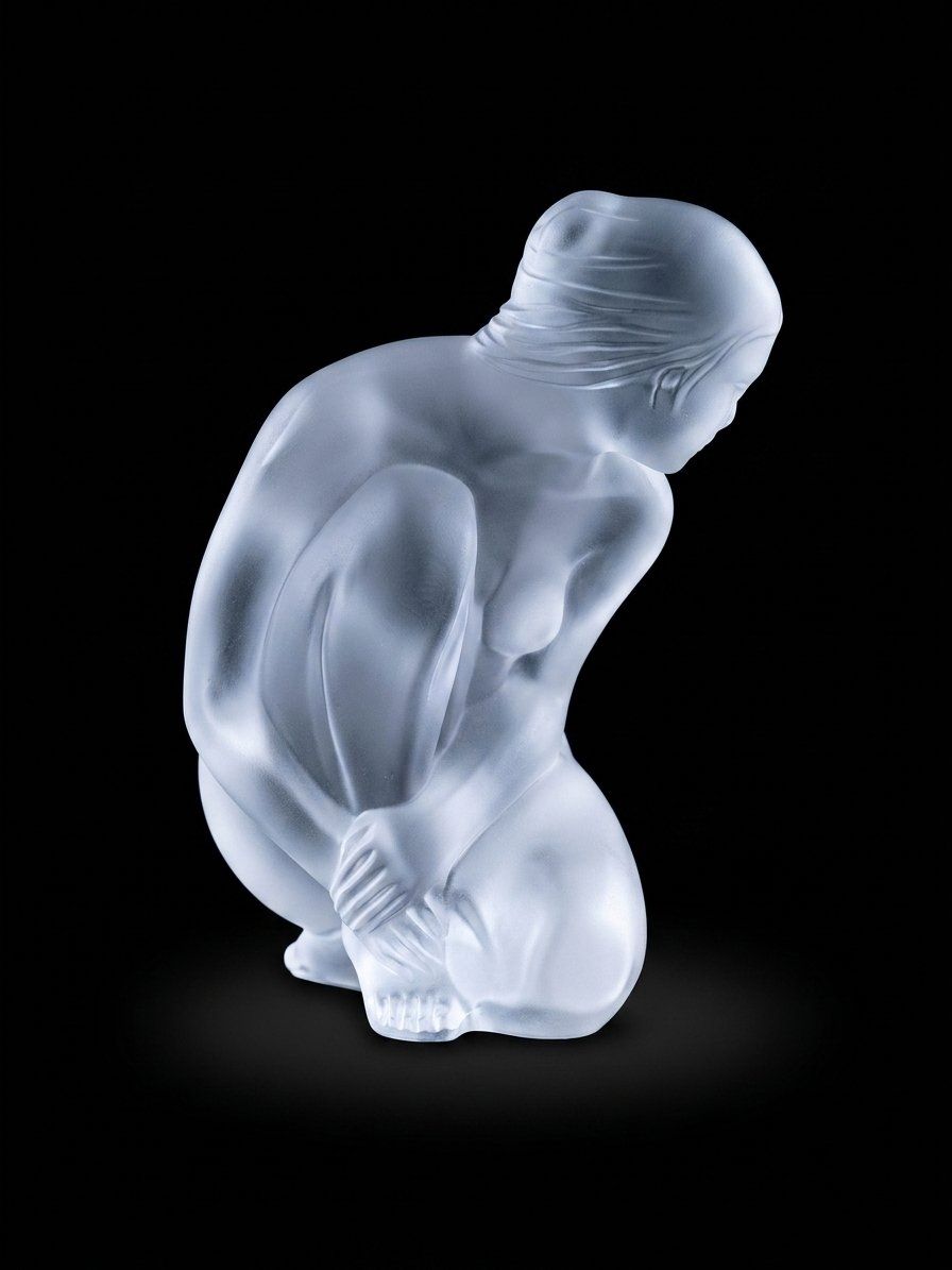 Lalique France - Crystal Kneeling Bather (20th Century)-photo-3