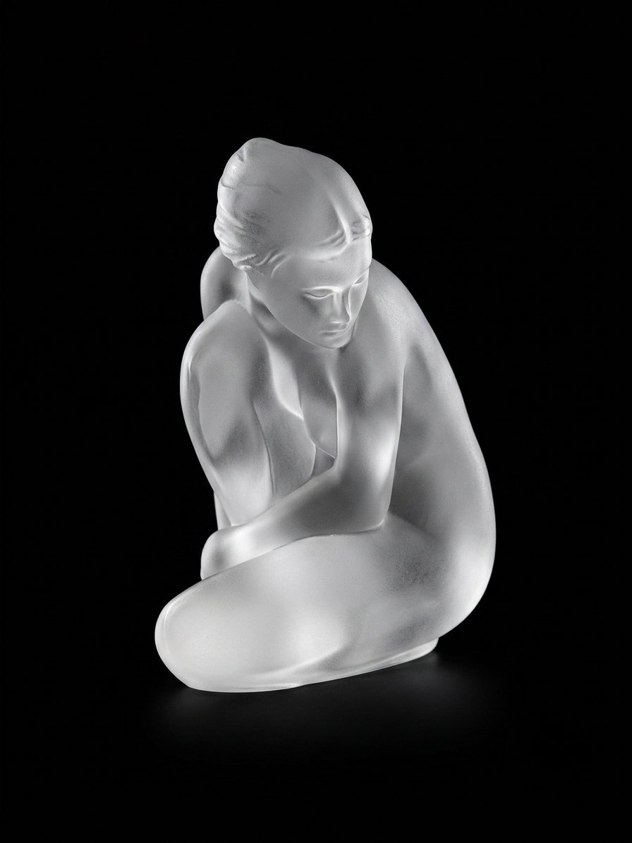Lalique France - Crystal Kneeling Bather (20th Century)