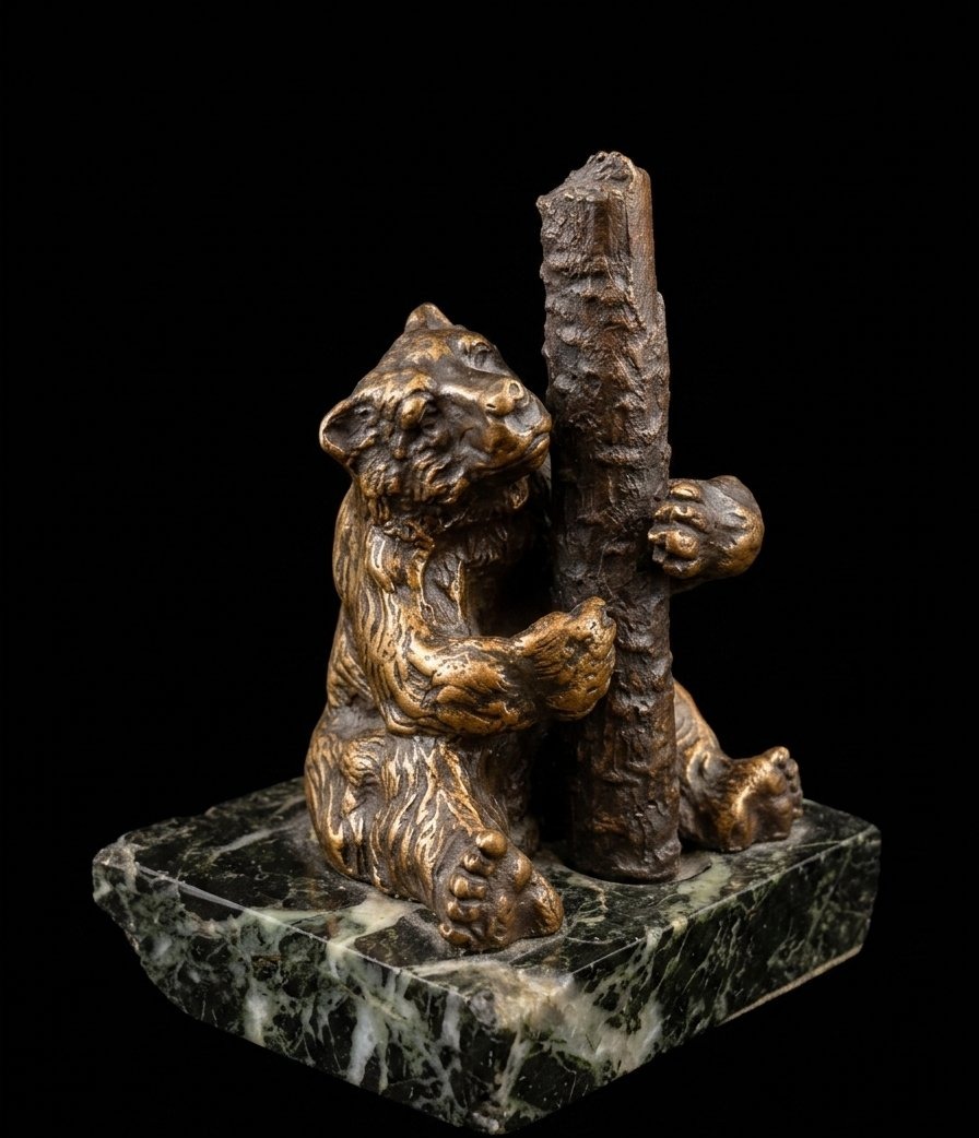 Sculpture en bronze - Ours grimpeur (XXe siècle)-photo-2