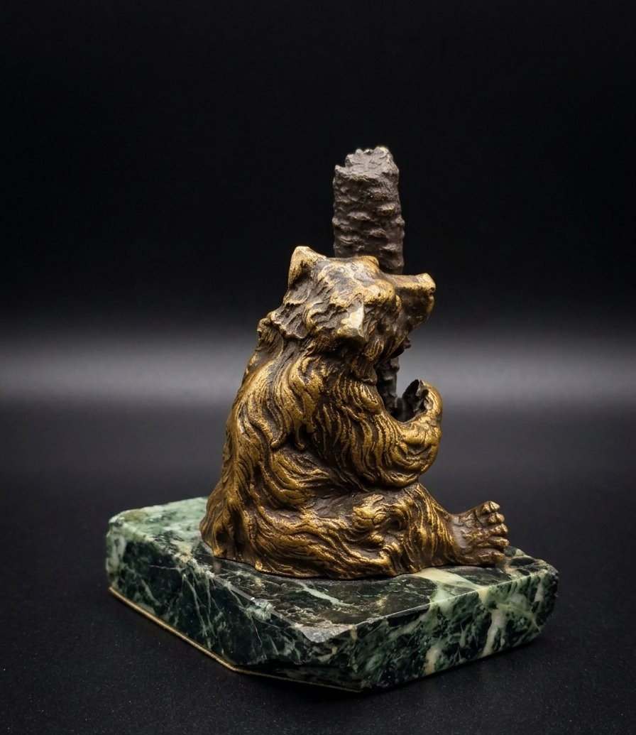 Sculpture en bronze - Ours grimpeur (XXe siècle)-photo-3