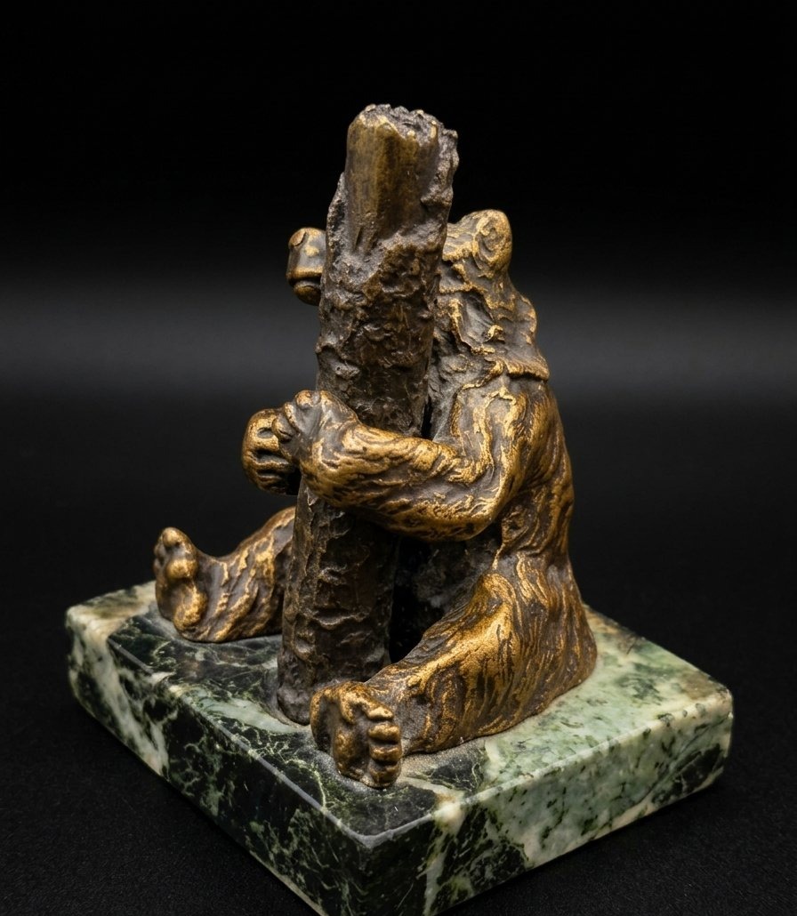 Sculpture en bronze - Ours grimpeur (XXe siècle)-photo-2