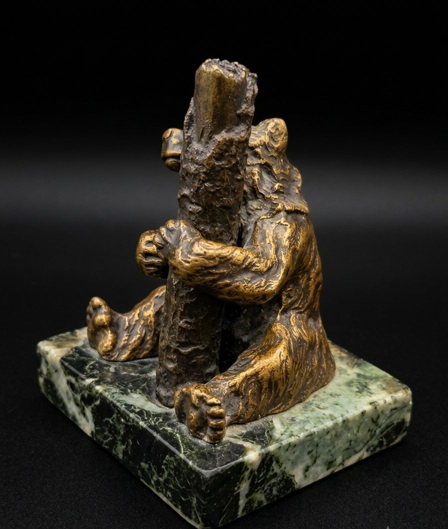 Sculpture en bronze - Ours grimpeur (XXe siècle)-photo-3