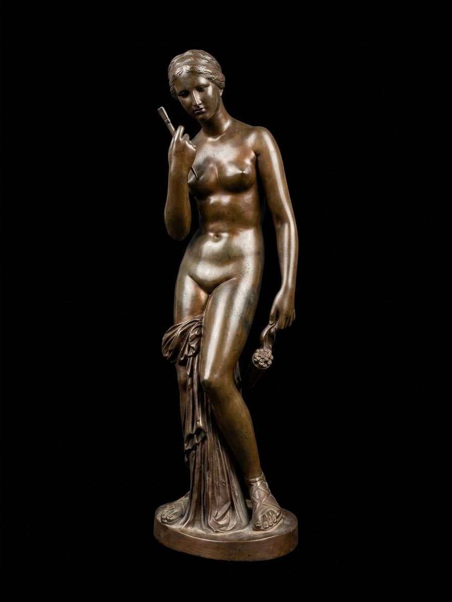 Sculpture en bronze - Vénus à la flèche - Fonte de F. Barbedienne (XIXe siècle) -photo-4