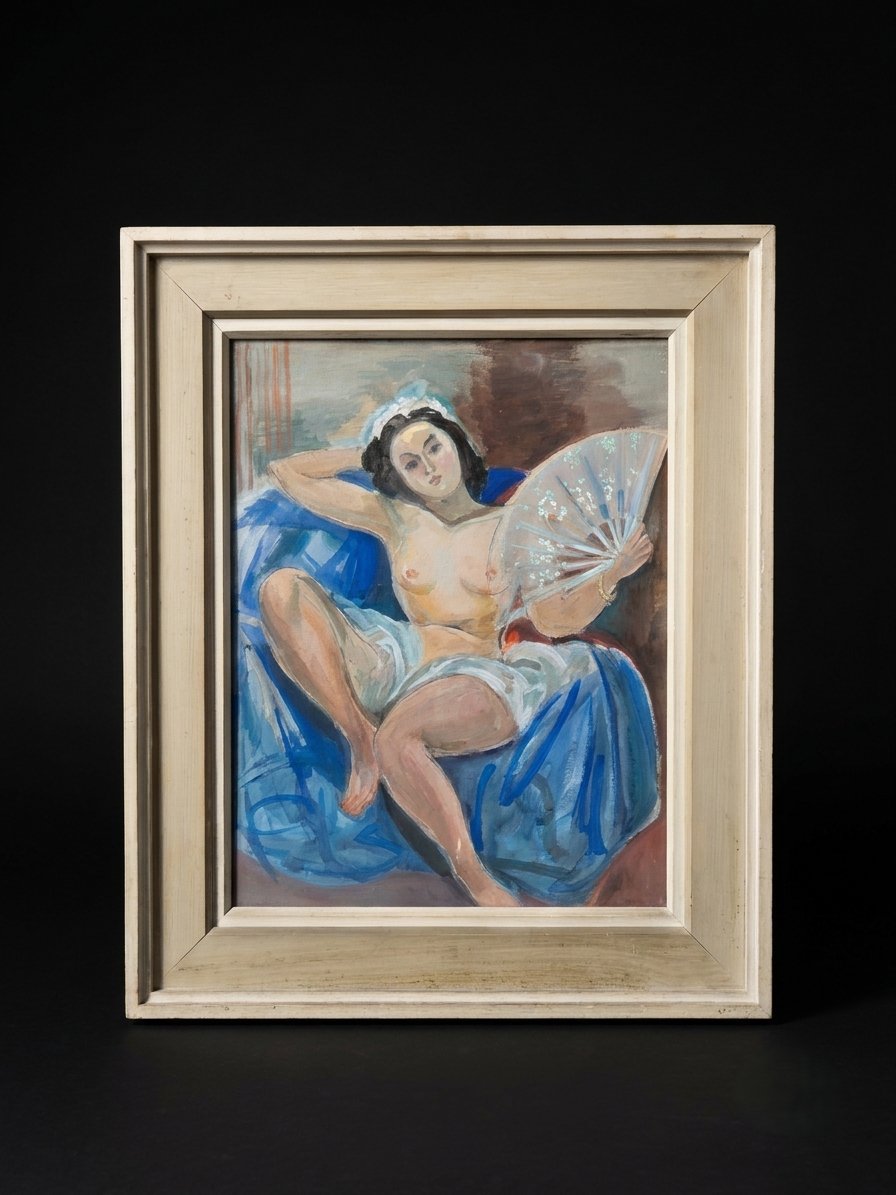 André Planson (1898-1981) - Gouache aquarellée - Jeune femme à l'éventail-photo-2