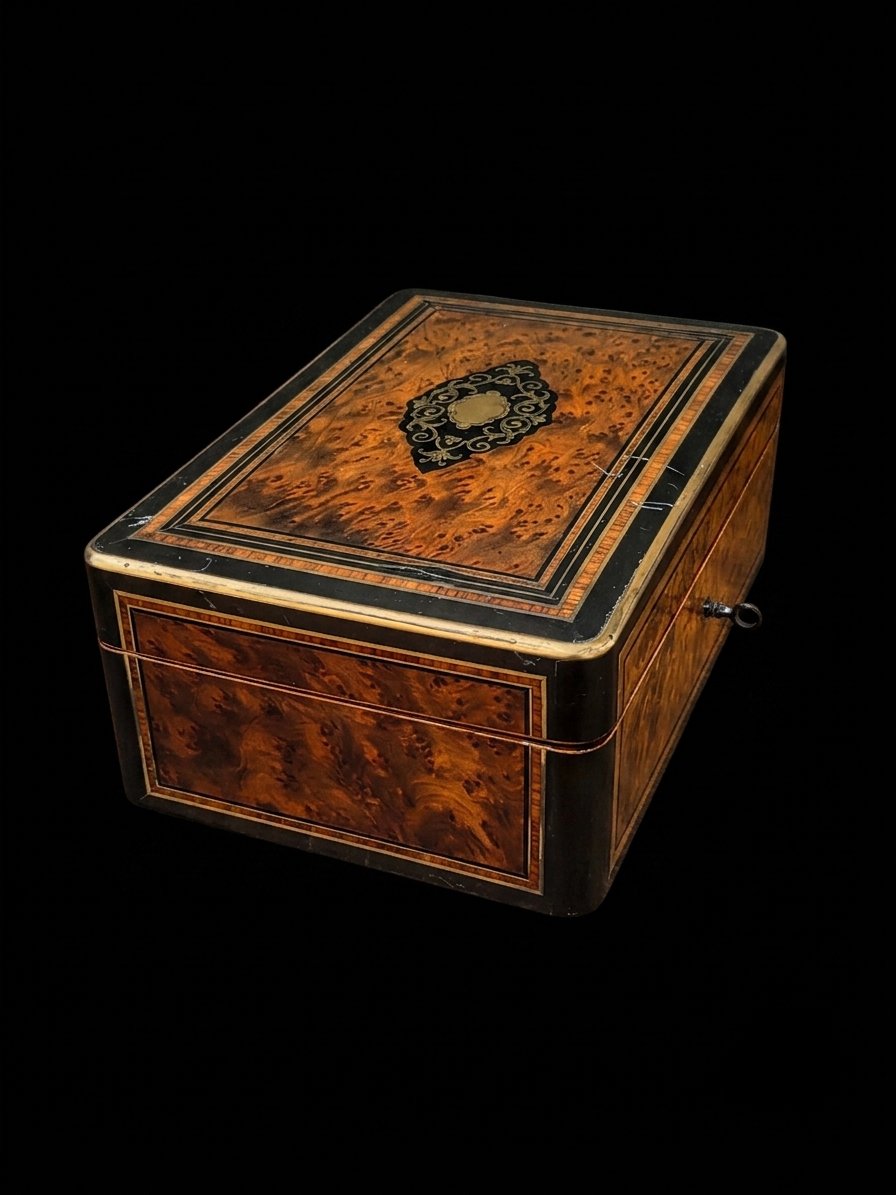 Napoleon III Jewelry Box Made Of Burl Wood - Tahan-photo-3