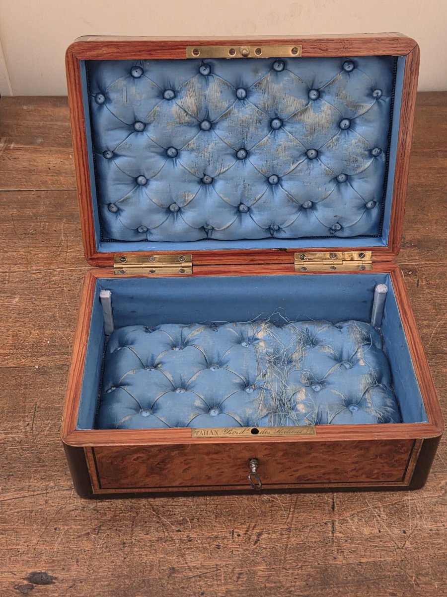 Napoleon III Jewelry Box Made Of Burl Wood - Tahan-photo-4