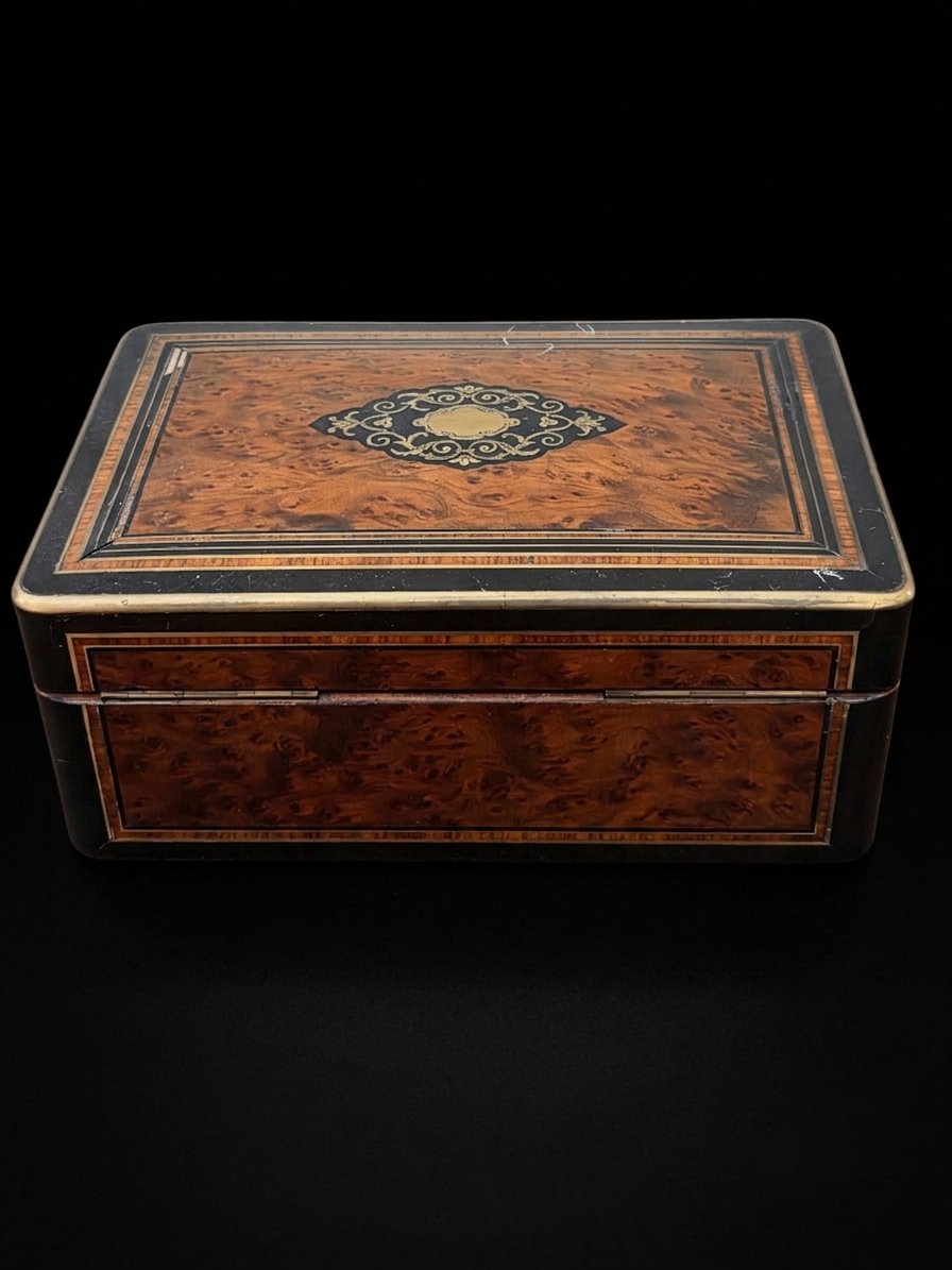 Napoleon III Jewelry Box Made Of Burl Wood - Tahan-photo-1