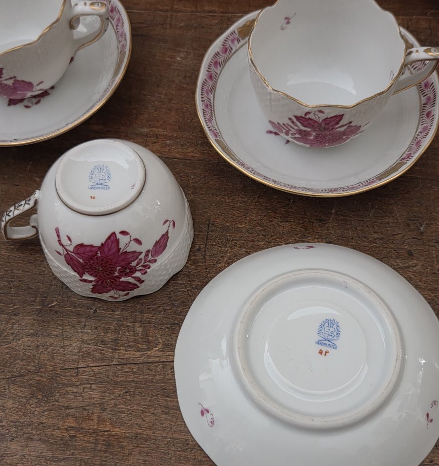 Service de 8 tasses à café en porcelaine Herend - Bouquet de Apponyi-photo-4