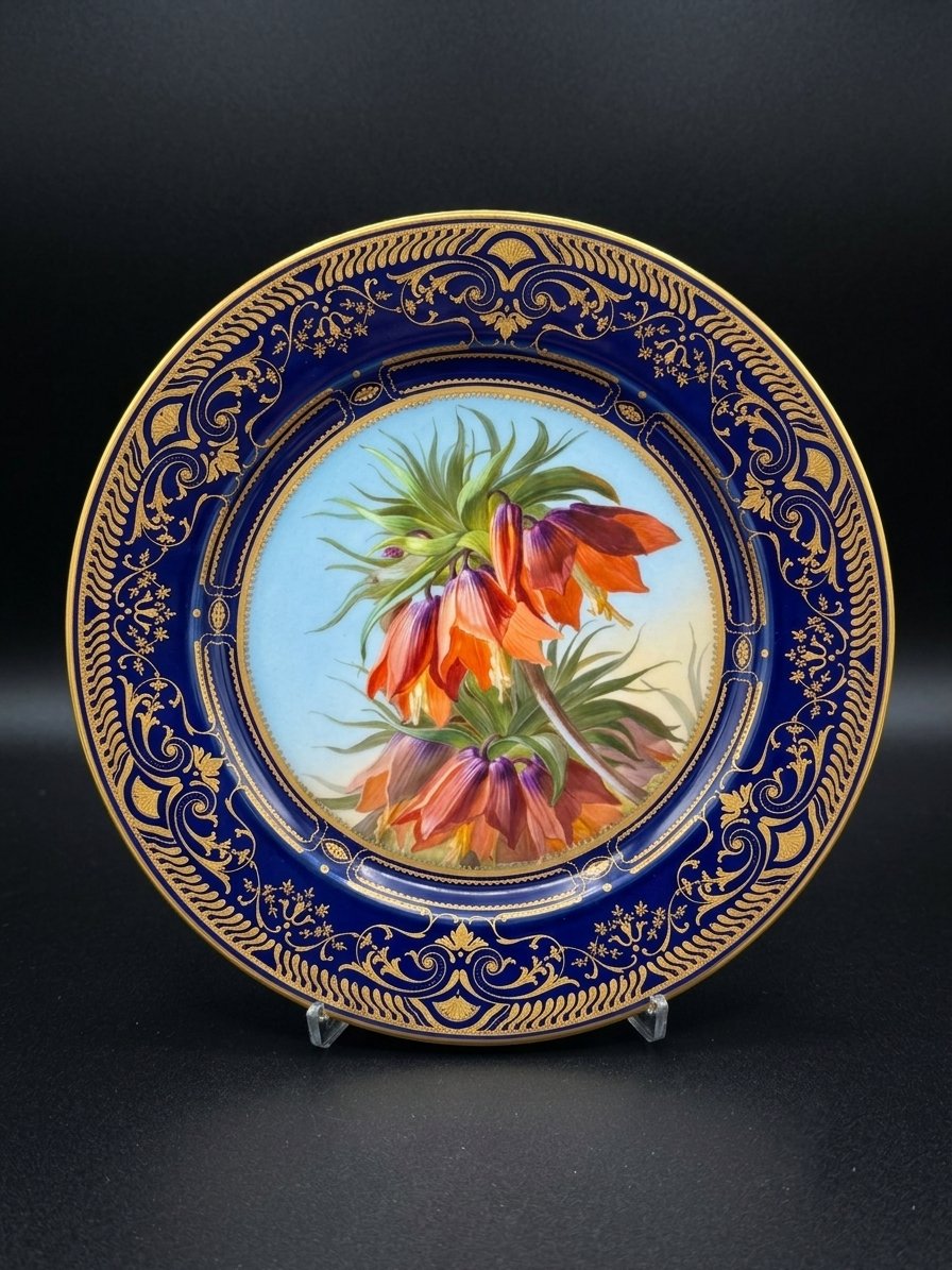 Pair Of Marly Plates Made Of Sèvres Porcelain—botanical Design (19th Century)-photo-3