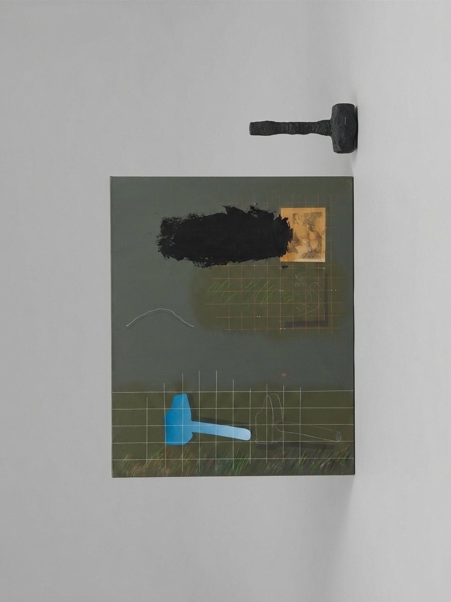 Joël KERMARREC (1939-2022) Huile sur toile - Composition au marteau-photo-3