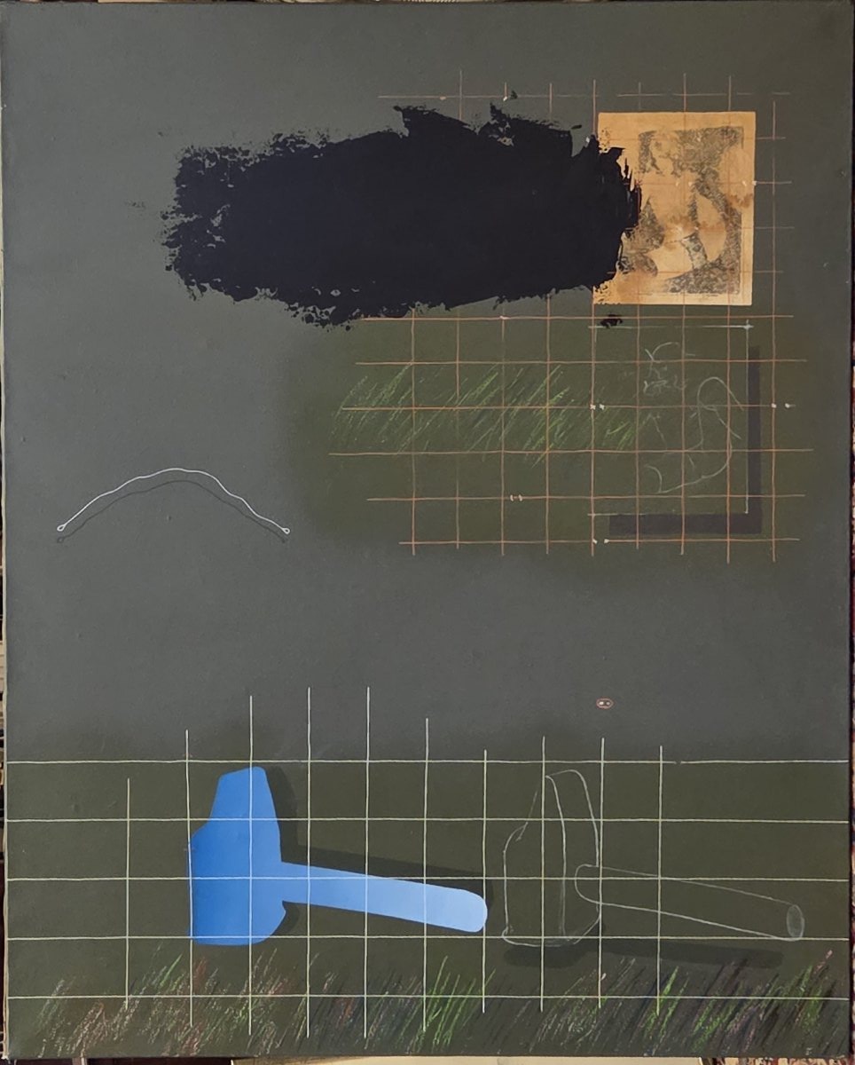 Joël KERMARREC (1939-2022) Huile sur toile - Composition au marteau