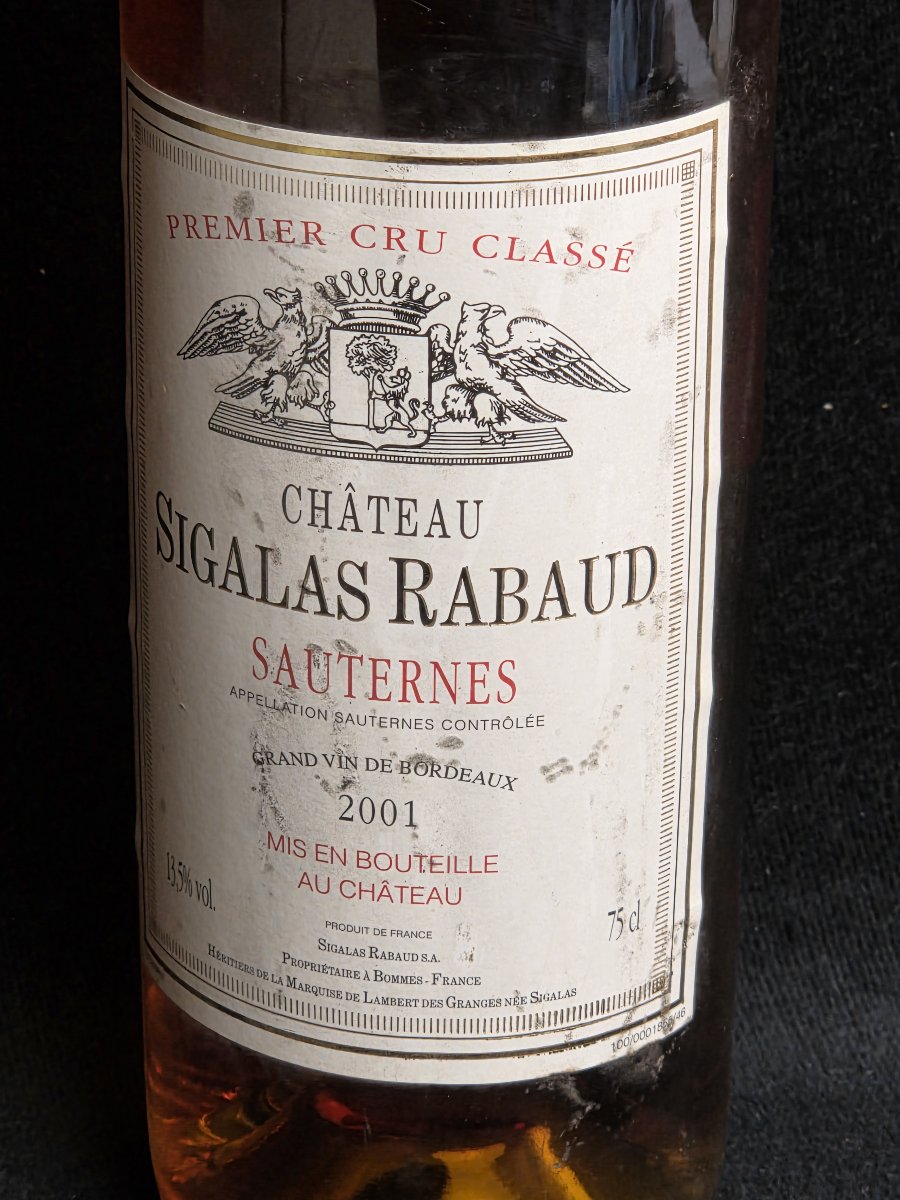Château Sigalas Rabaud 2001 Bottle - Sauternes First Growth, Classified In 1855 (75 Cl)-photo-2