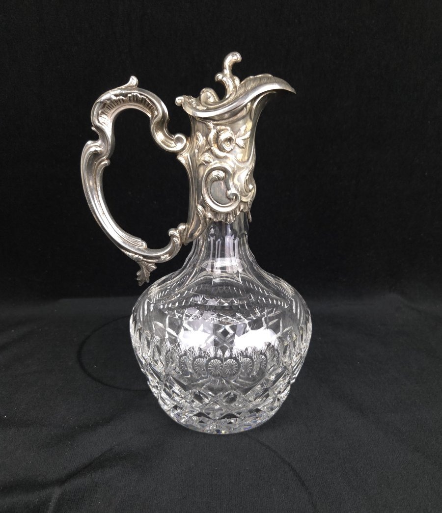 Aiguière - carafe en cristal taillé et monture en argent 925 - Maison Topazio -photo-2