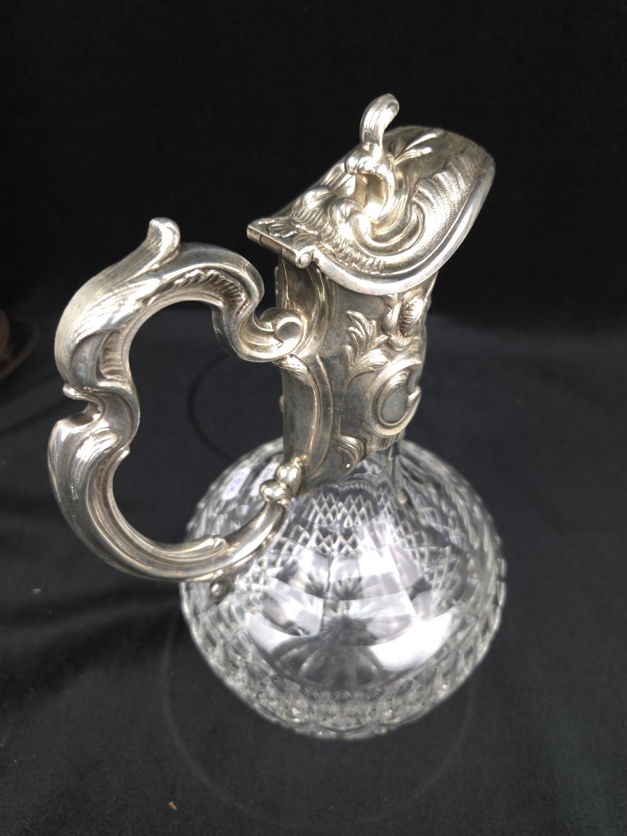 Aiguière - carafe en cristal taillé et monture en argent 925 - Maison Topazio -photo-3