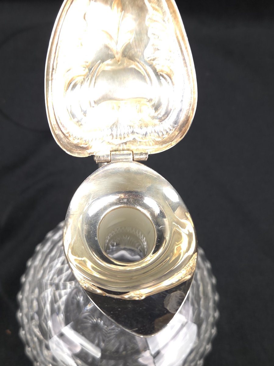 Aiguière - carafe en cristal taillé et monture en argent 925 - Maison Topazio -photo-2