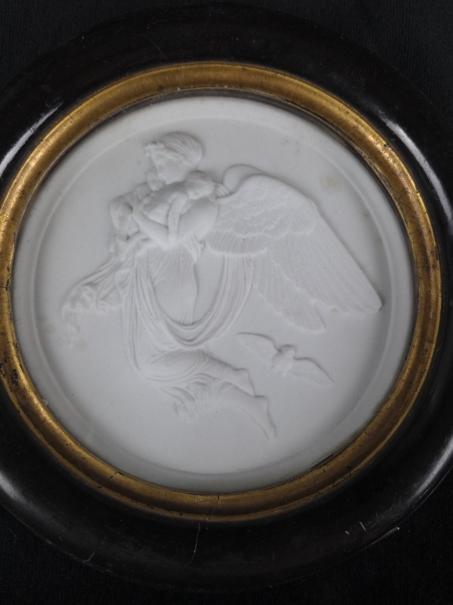 Paire de médaillons en biscuit - Le Jour et la Nuit - d'après Thorvaldsen (XIXe siècle)-photo-4
