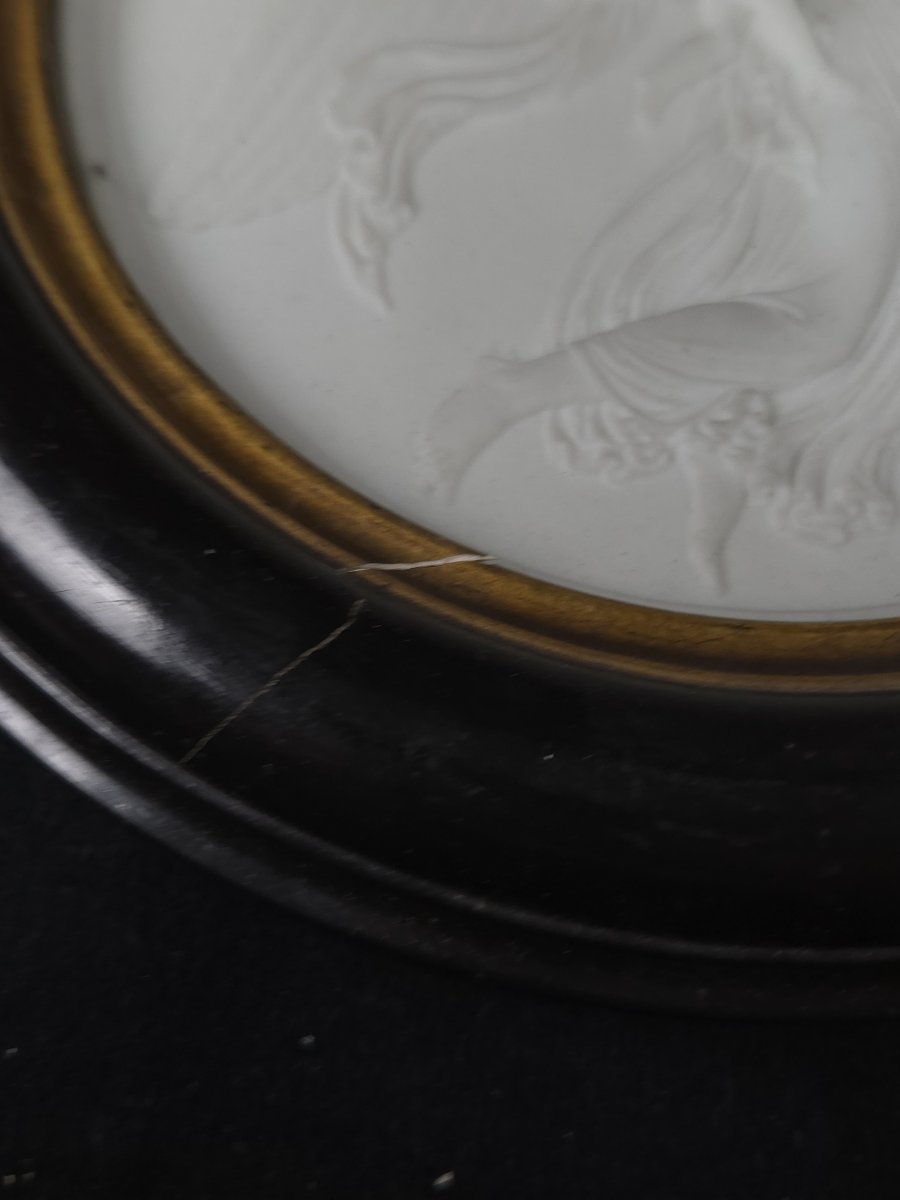 Paire de médaillons en biscuit - Le Jour et la Nuit - d'après Thorvaldsen (XIXe siècle)-photo-4