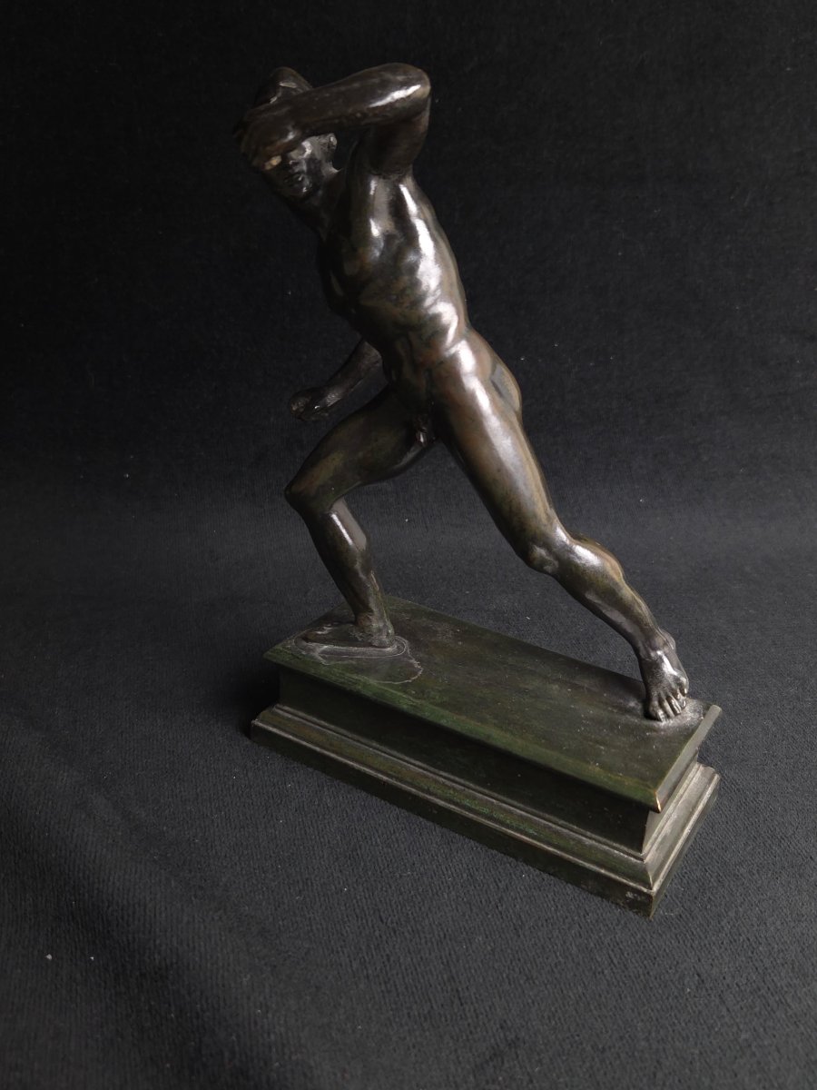 Bronze With Brown And Green Patina—the Borghese Gladiator—after An Ancient Model, 19th Century-photo-3