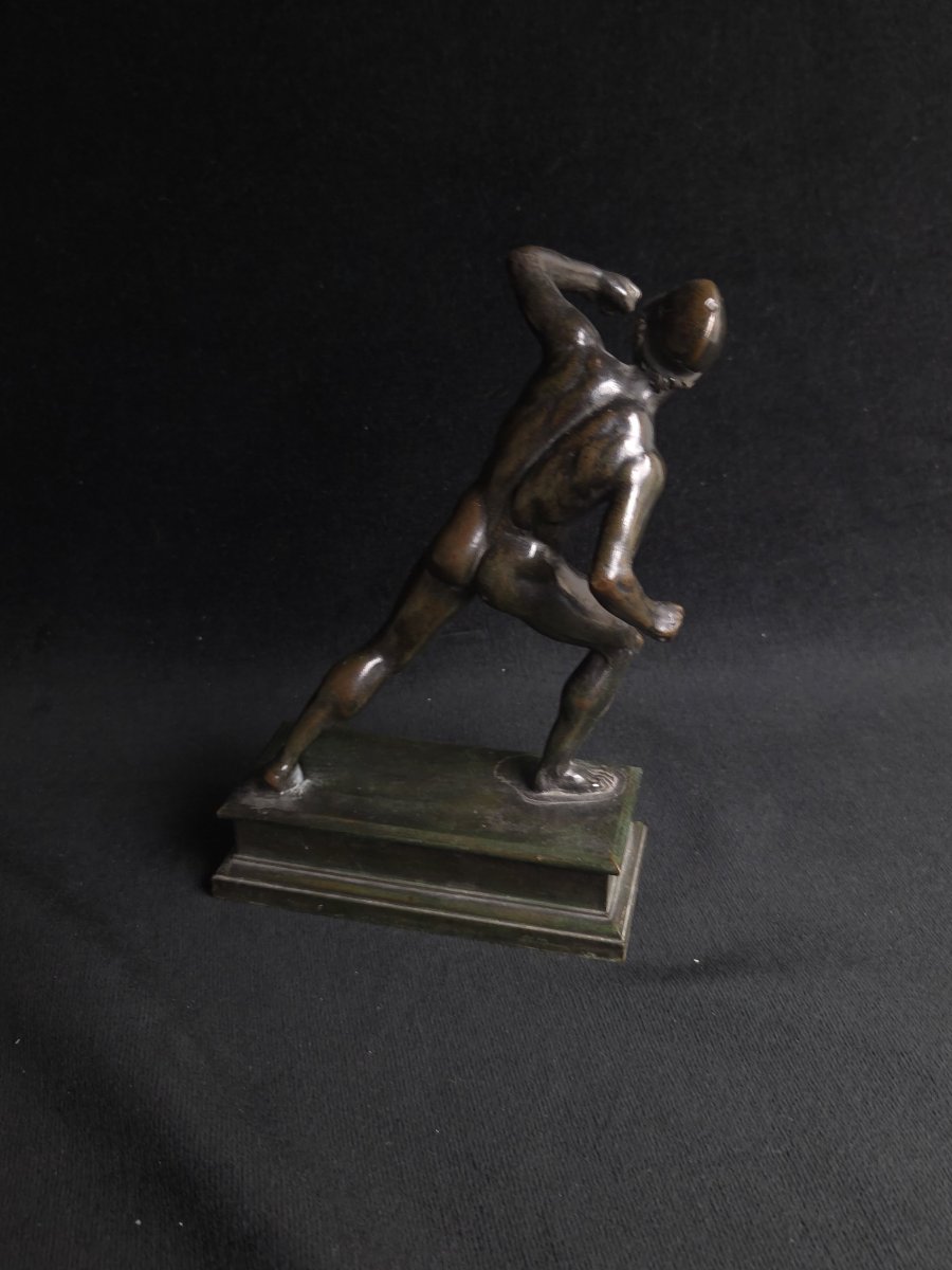 Bronze With Brown And Green Patina—the Borghese Gladiator—after An Ancient Model, 19th Century-photo-4