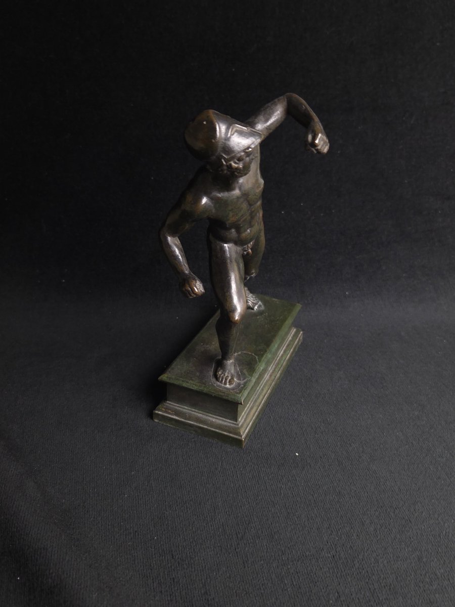 Bronze With Brown And Green Patina—the Borghese Gladiator—after An Ancient Model, 19th Century-photo-1