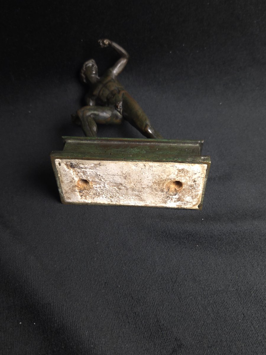 Bronze With Brown And Green Patina—the Borghese Gladiator—after An Ancient Model, 19th Century-photo-2