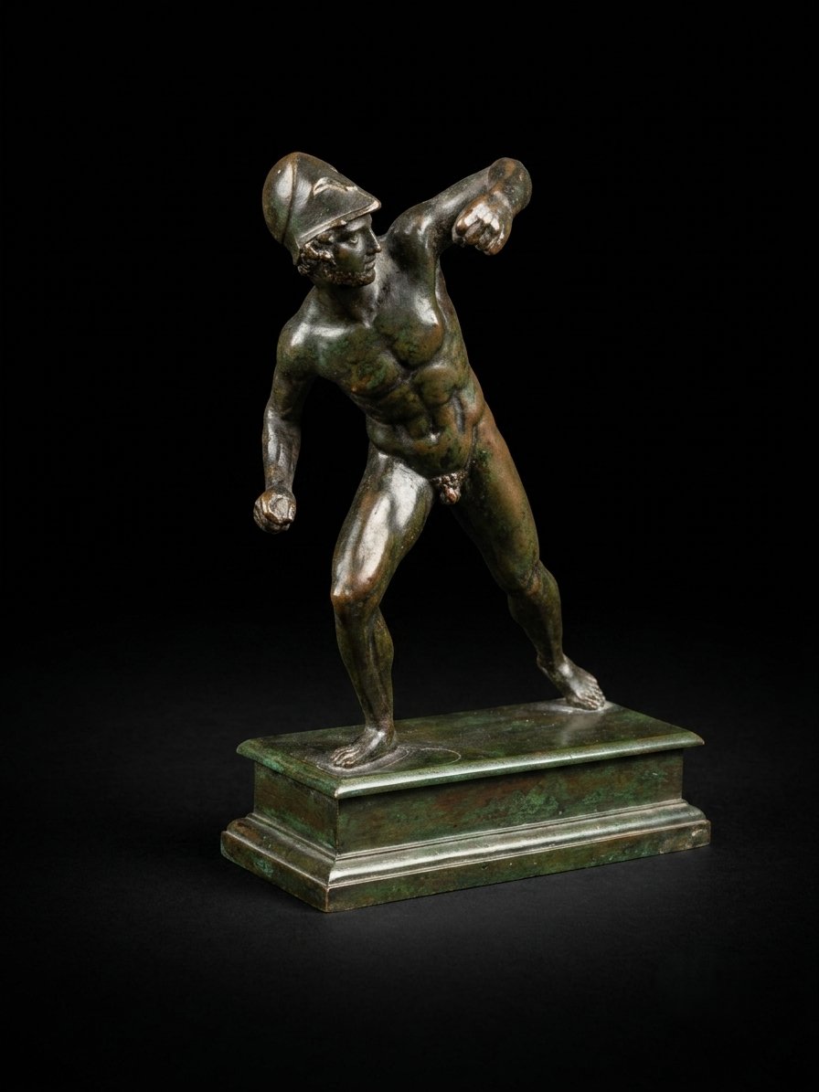 Bronze With Brown And Green Patina—the Borghese Gladiator—after An Ancient Model, 19th Century