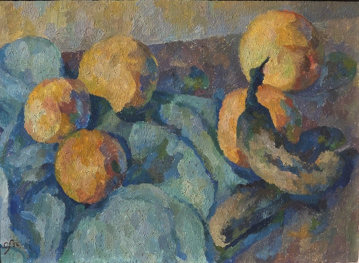 Huile sur panneau - Nature morte aux fruits (XXe siècle)