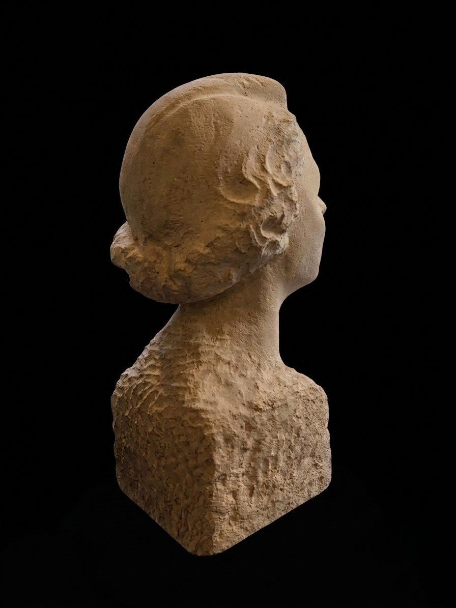Edmond Moirignot (1913–2002) - Bust Of A Woman In Limestone (20th Century)-photo-4