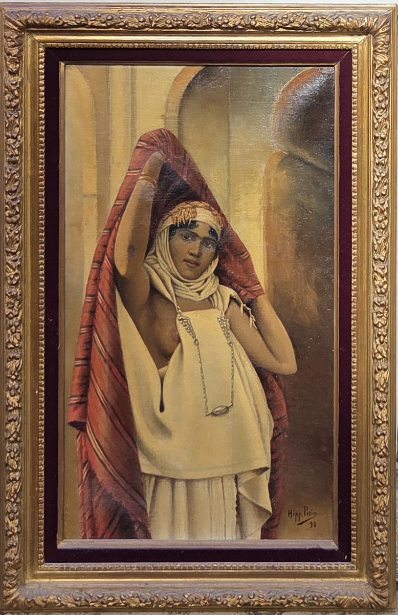 Hippolyte Pain (19th–20th Century) – Oil On Canvas – Young Bedouin Woman In Draped Attire.-photo-2
