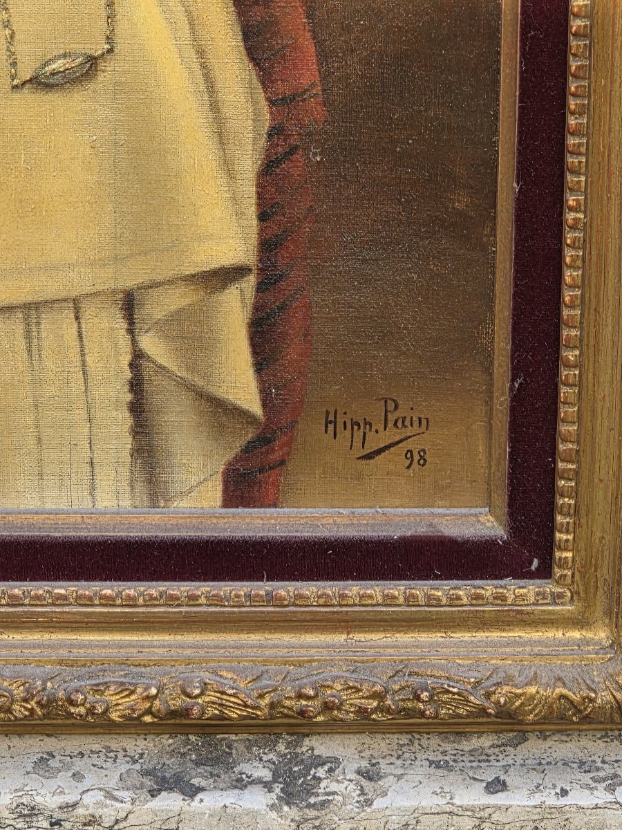 Hippolyte Pain (19th–20th Century) – Oil On Canvas – Young Bedouin Woman In Draped Attire.-photo-2