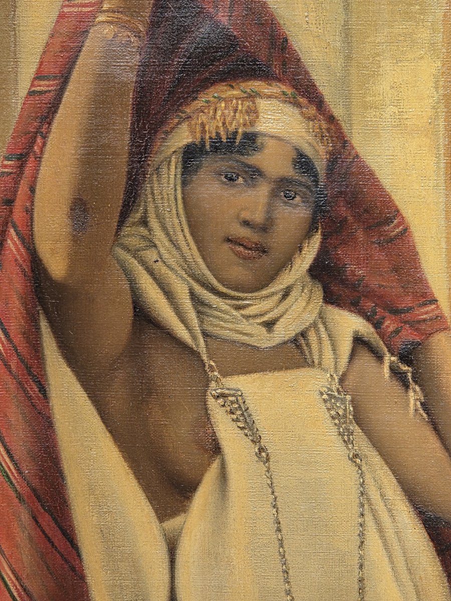 Hippolyte Pain (19th–20th Century) – Oil On Canvas – Young Bedouin Woman In Draped Attire.