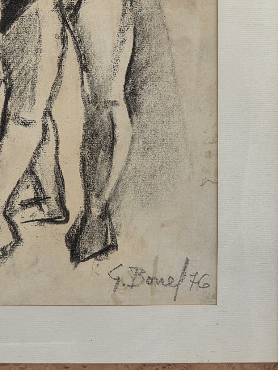 Germain Bonel (1913–1999) - Charcoal On Paper - Women Bathing On The Beach-photo-2