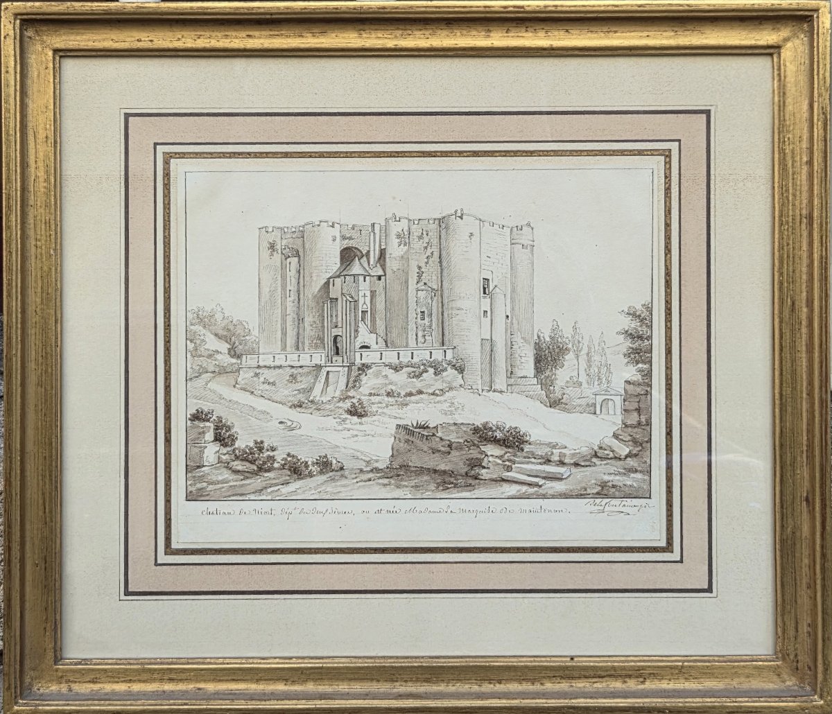 Pierre-Maximilien Delafontaine (1777-1860) - Lavis du Donjon de Niort -photo-2