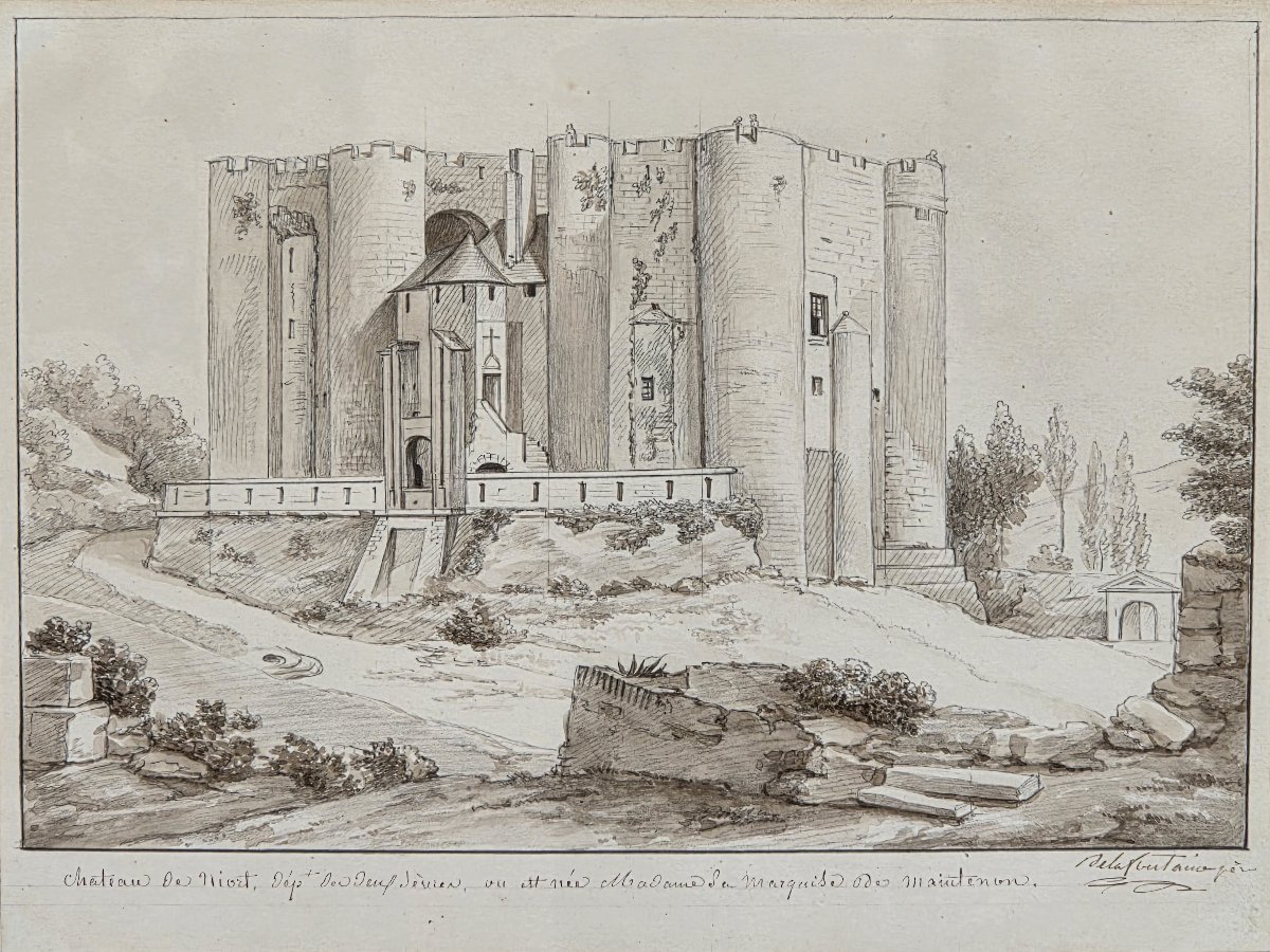 Pierre-Maximilien Delafontaine (1777-1860) - Lavis du Donjon de Niort 