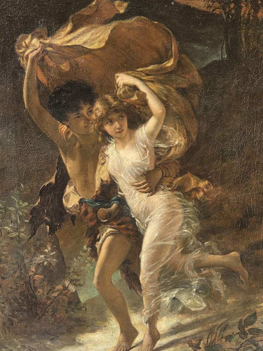 Ferdinand Sinet (1862–1945) - Oil On Canvas - *the Storm*, After Pierre-auguste Cot