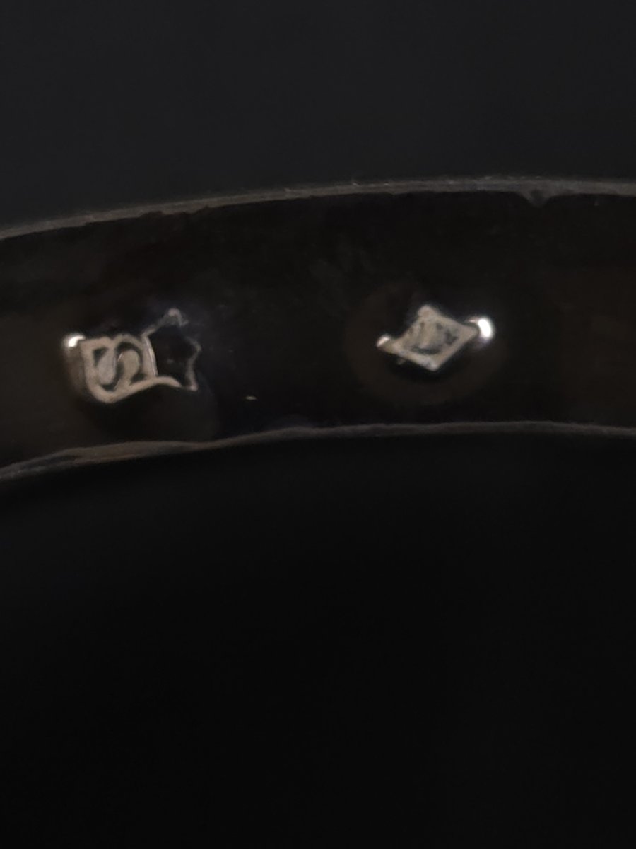 Sucrier ovale en argent massif et cristal bleu de cobalt - style Louis XVI (XIXe siècle)-photo-2