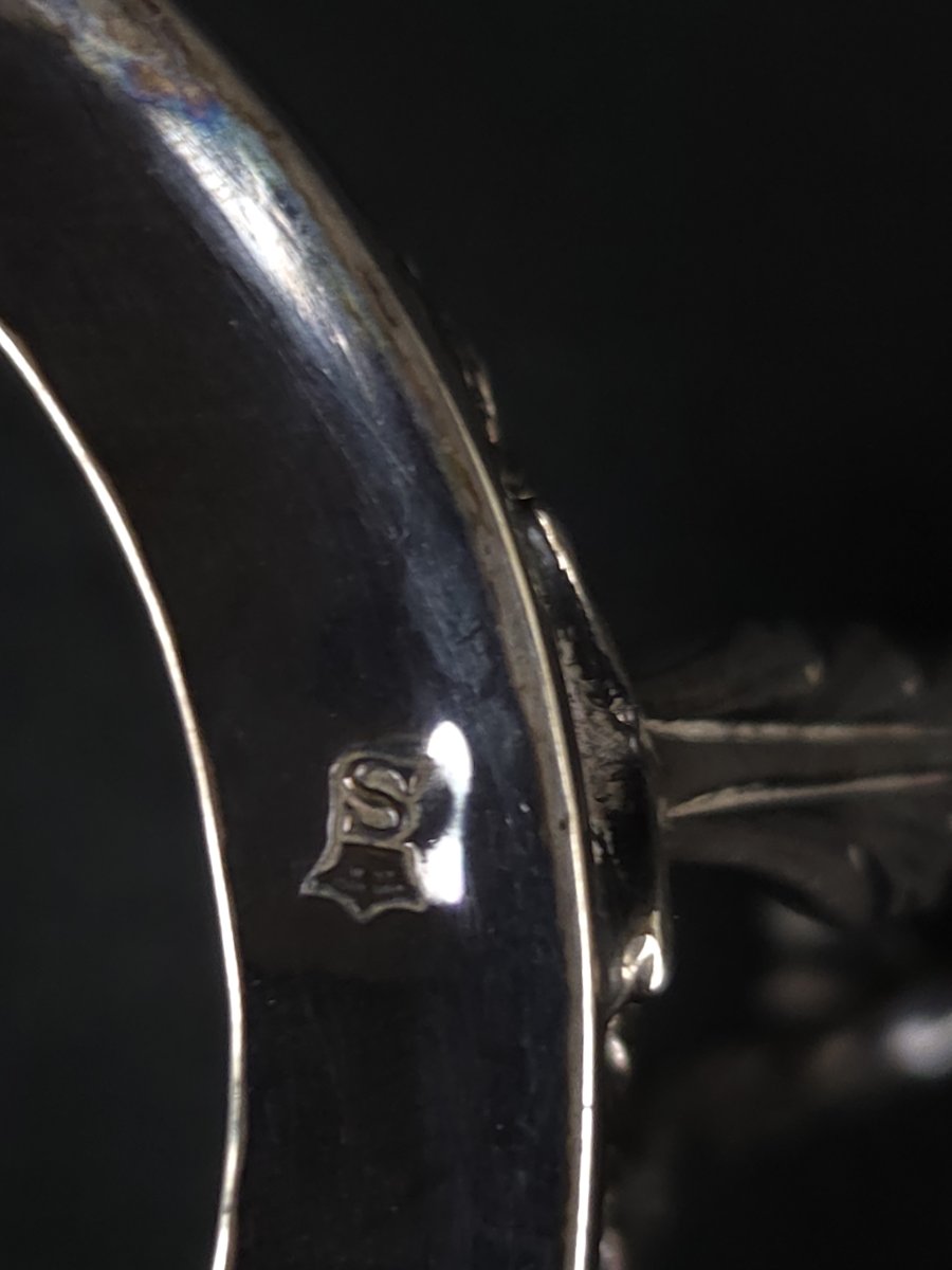 Sucrier ovale en argent massif et cristal bleu de cobalt - style Louis XVI (XIXe siècle)-photo-3