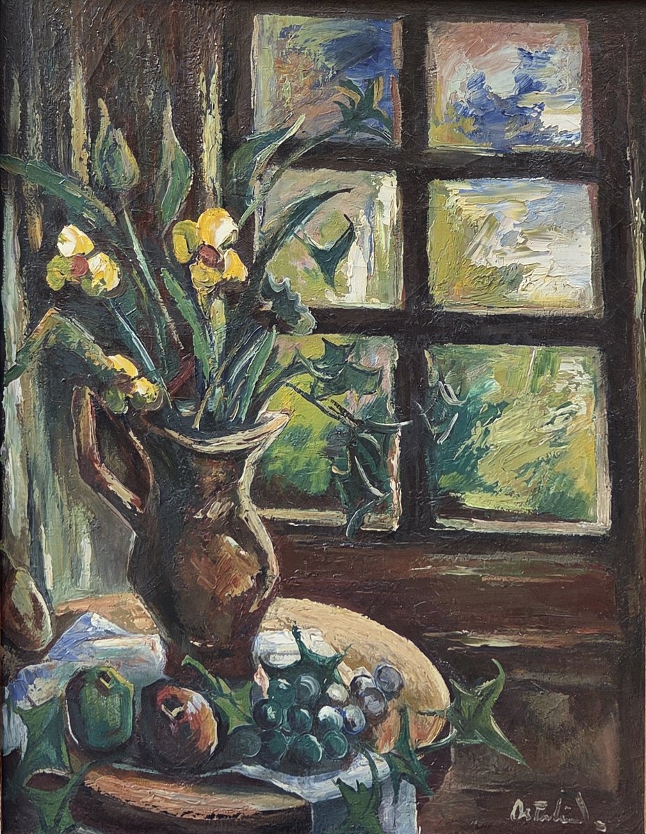 Anders Osterlind (1887-1960) - Huile sur toile - Nature morte au pichet (XXe siècle)-photo-3
