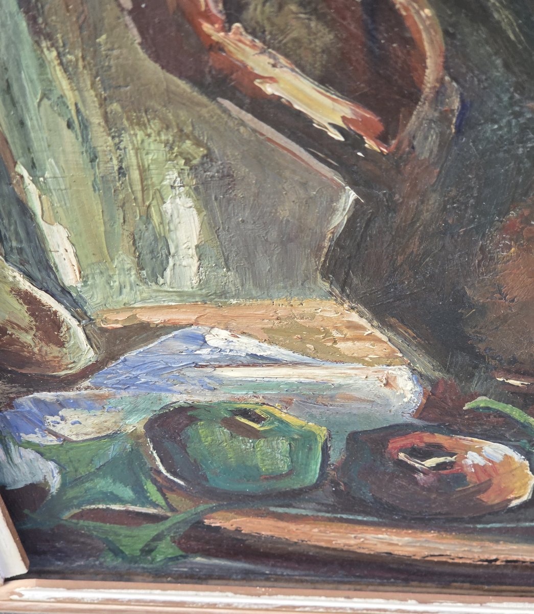 Anders Osterlind (1887-1960) - Huile sur toile - Nature morte au pichet (XXe siècle)-photo-1